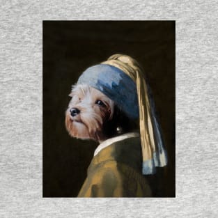 The Yorkshire with a Pearl Earring - Print / Home Decor / Wall Art / Poster / Gift / Birthday / Yorkshire Lover Gift / Animal print Canvas Print T-Shirt